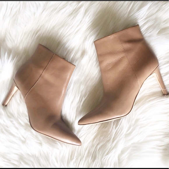 nude leather booties